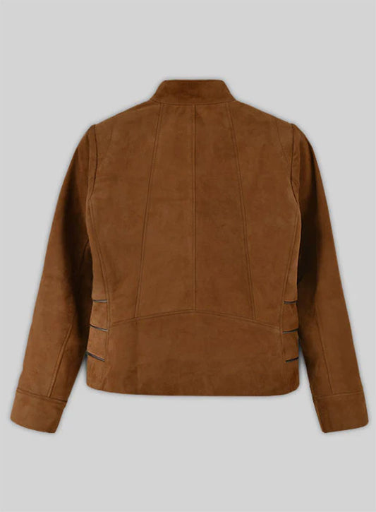 Soft Caramel Brown Suede Leather Jacket # 521