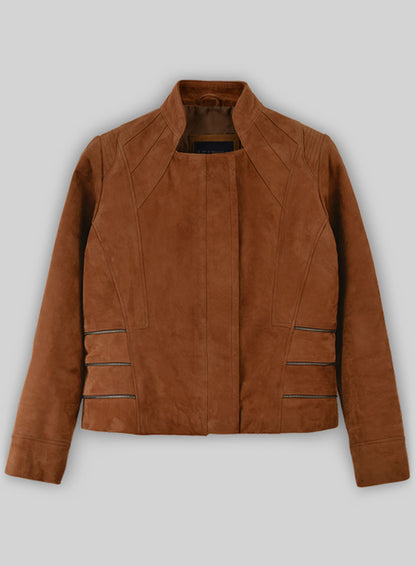 Soft Caramel Brown Suede Leather Jacket # 521