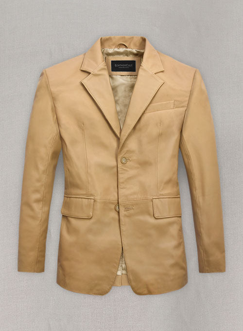 Soft Dark Beige Leather Blazer - LeatherCult