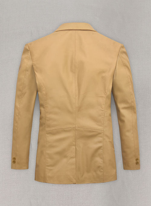 Soft Dark Beige Leather Blazer - LeatherCult