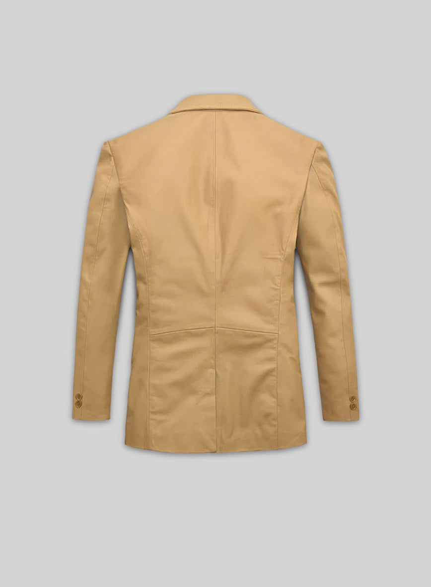 Soft Dark Beige Leather Blazer