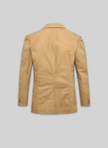 Soft Dark Beige Leather Blazer