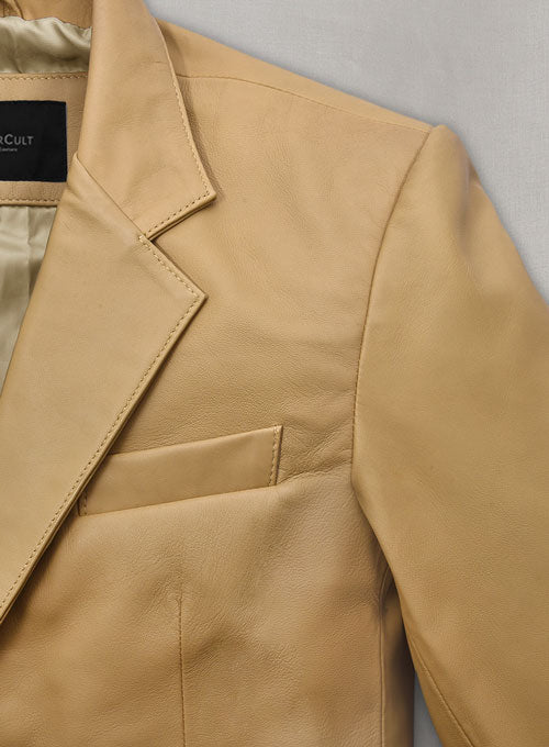 Soft Dark Beige Leather Blazer - LeatherCult