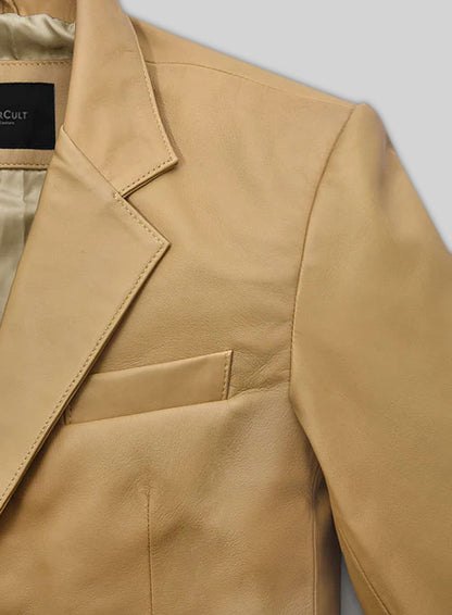 Soft Dark Beige Leather Blazer
