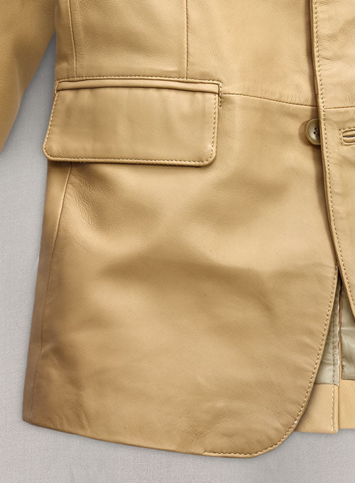 Soft Dark Beige Leather Blazer - LeatherCult