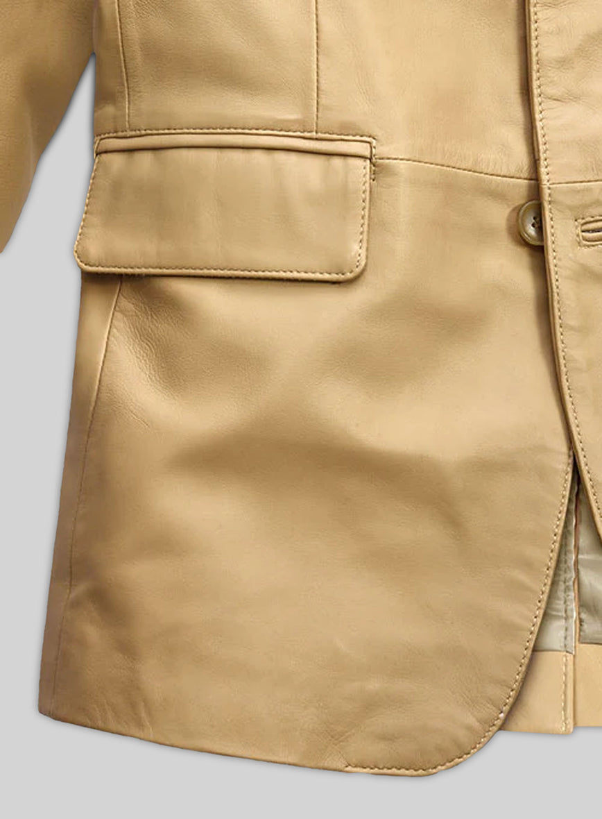 Soft Dark Beige Leather Blazer