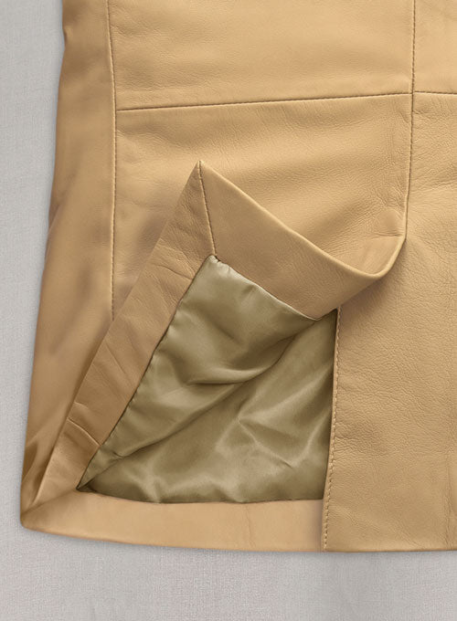 Soft Dark Beige Leather Blazer - LeatherCult