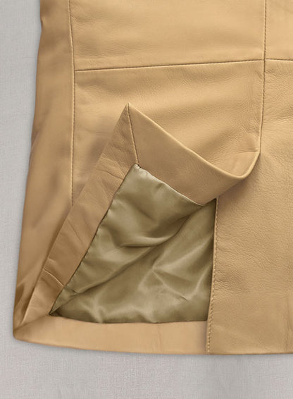 Soft Dark Beige Leather Blazer - LeatherCult