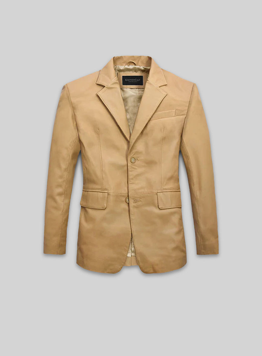 Soft Dark Beige Leather Blazer