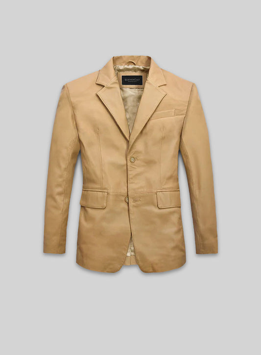 Soft Dark Beige Leather Blazer