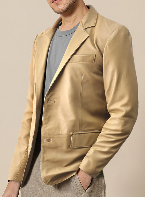 Soft Dark Beige Leather Blazer - LeatherCult