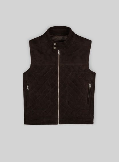 Soft Dark Brown Suede Leather Vest # 324