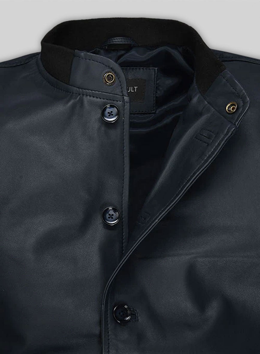 Soft Deep Blue John Cho Leather Jacket #2