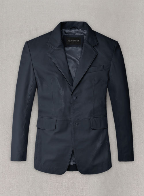 Soft Deep Blue Leather Blazer - LeatherCult