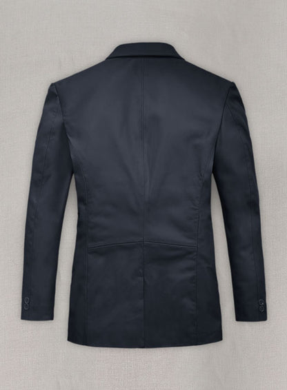 Soft Deep Blue Leather Blazer - LeatherCult
