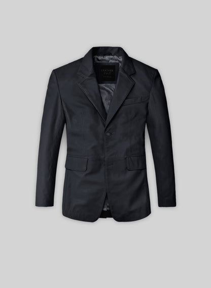 Soft Deep Blue Leather Blazer