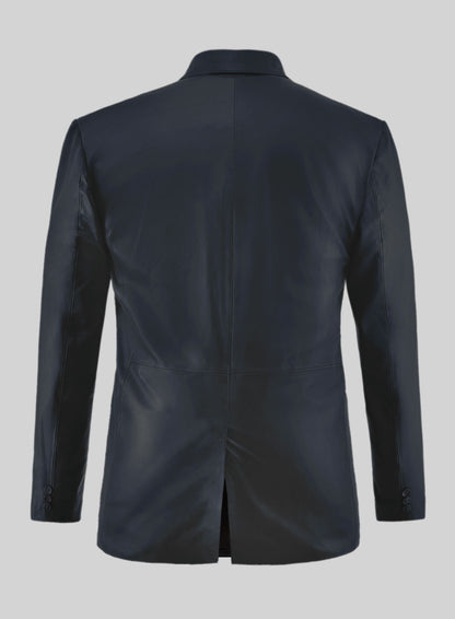 Deep Blue Lambskin Leather Blazer