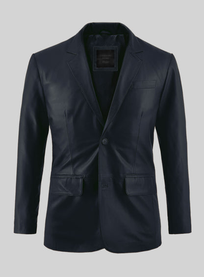 Deep Blue Lambskin Leather Blazer