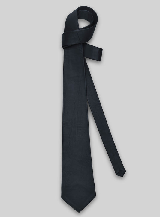Soft Deep Blue Leather Tie