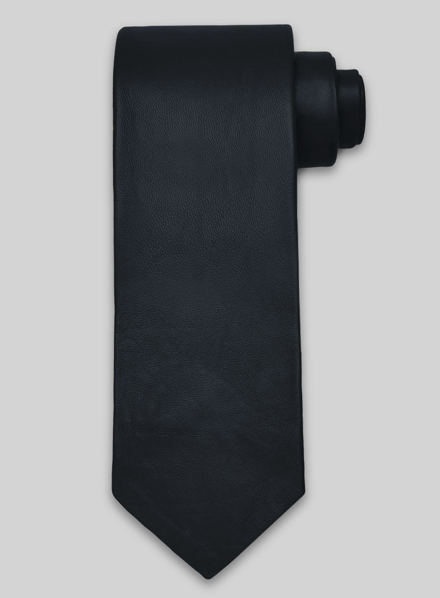 Soft Deep Blue Leather Tie