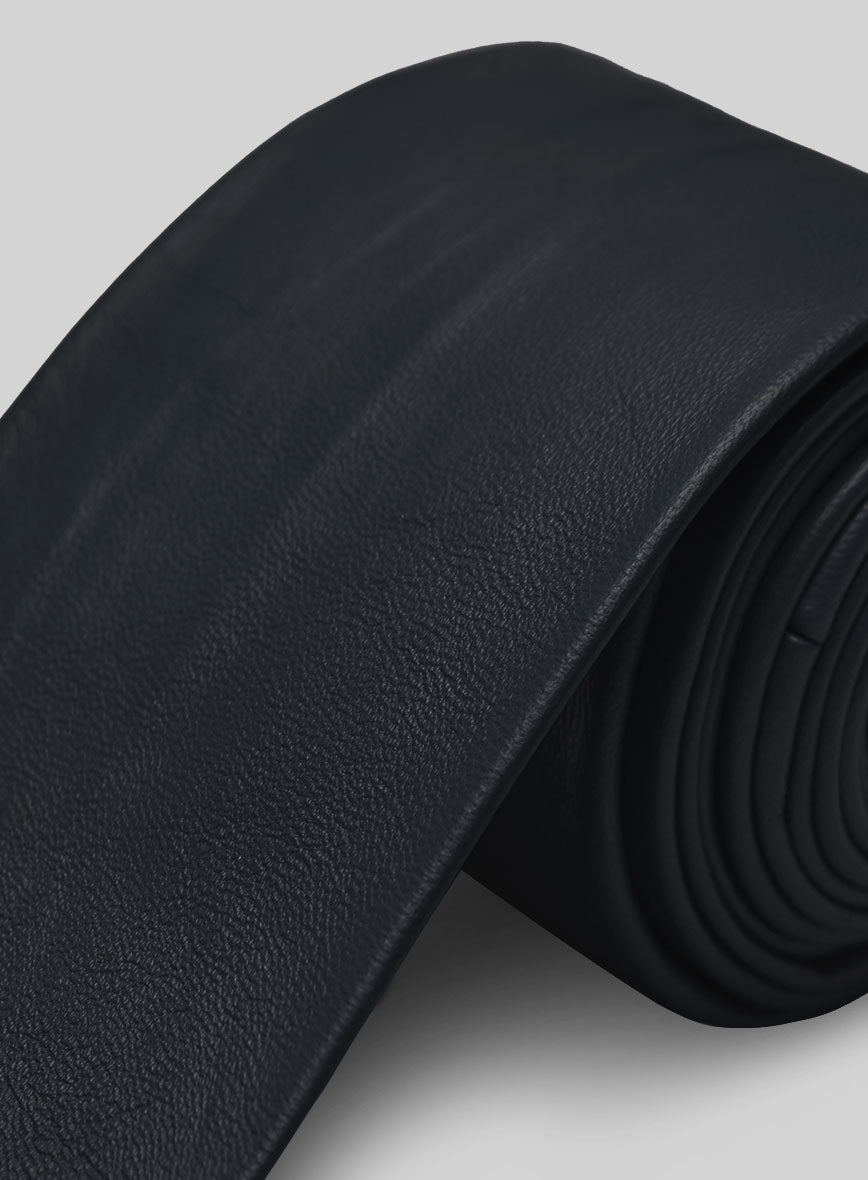 Soft Deep Blue Leather Tie