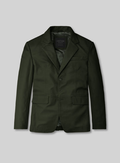 Soft Deep Olive Leather Blazer