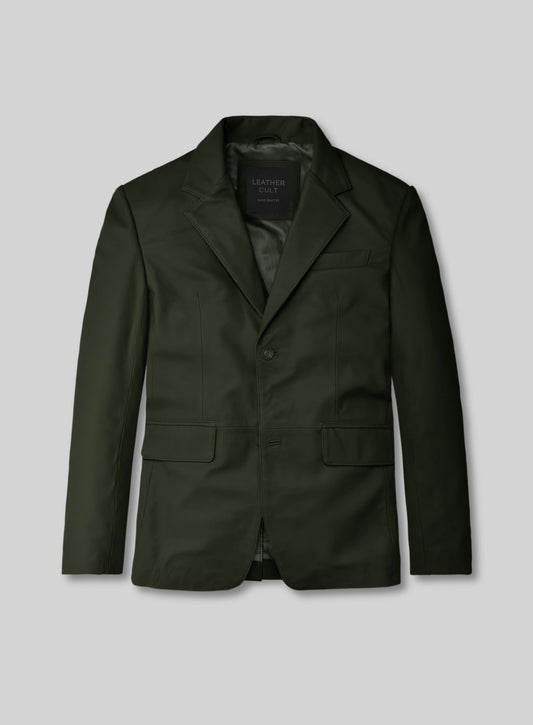 Soft Deep Olive Leather Blazer