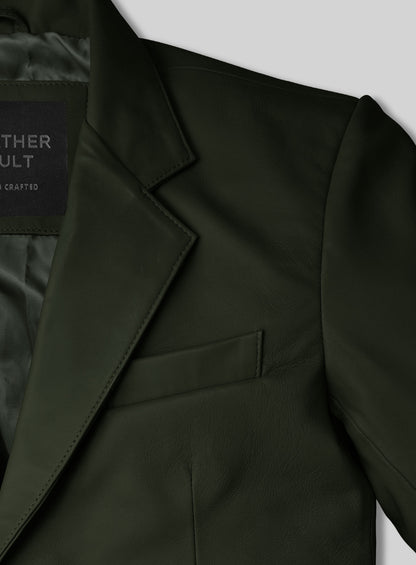Soft Deep Olive Leather Blazer