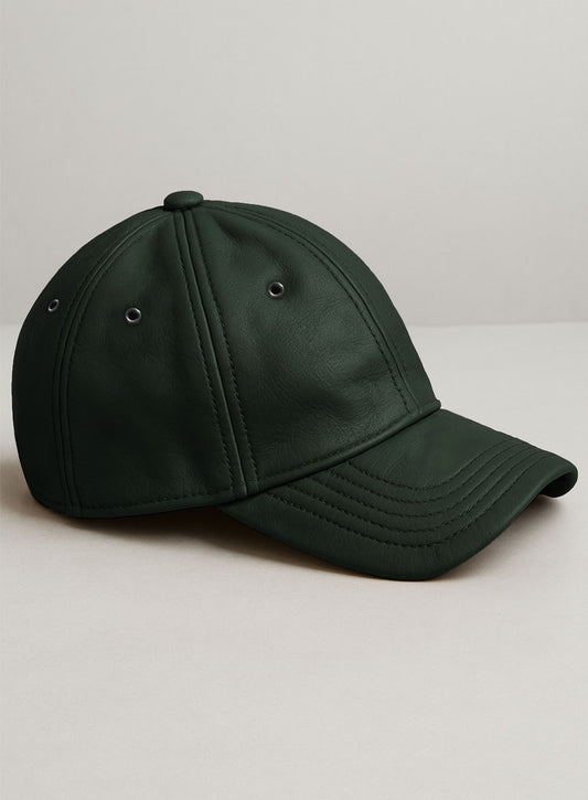 Olive Leather Sport Cap