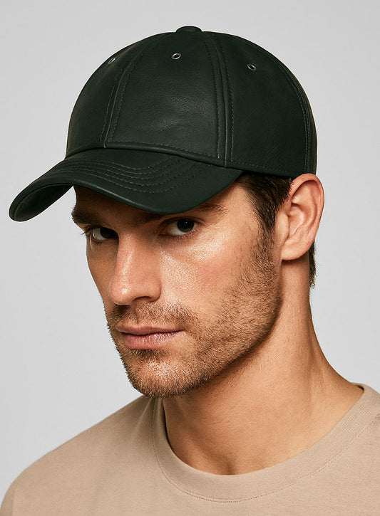 Olive Leather Sport Cap