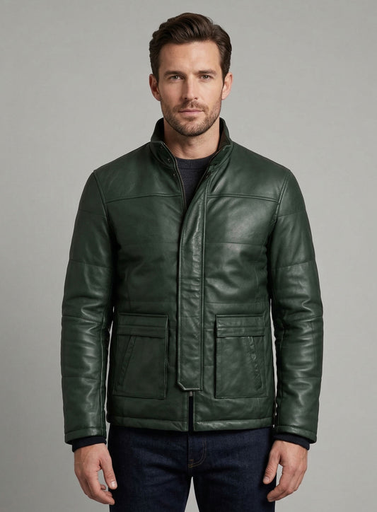Soft Deep Olive Leather Jacket # 1000
