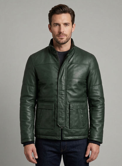 Soft Deep Olive Leather Jacket # 1000