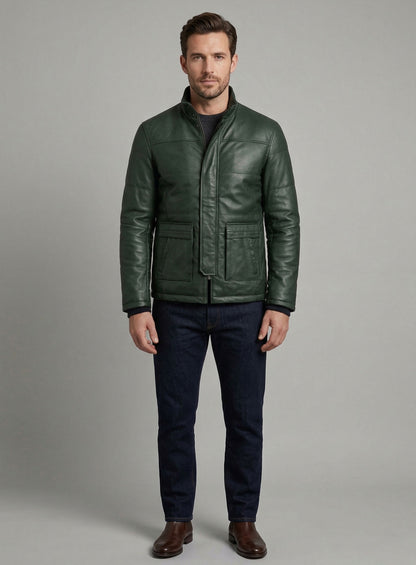 Soft Deep Olive Leather Jacket # 1000