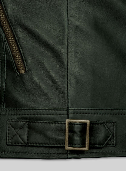 Soft Deep Olive Leather Jacket # 653