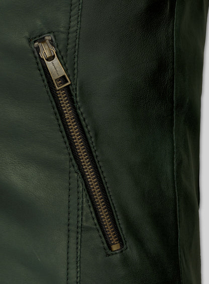 Soft Deep Olive Leather Jacket # 653