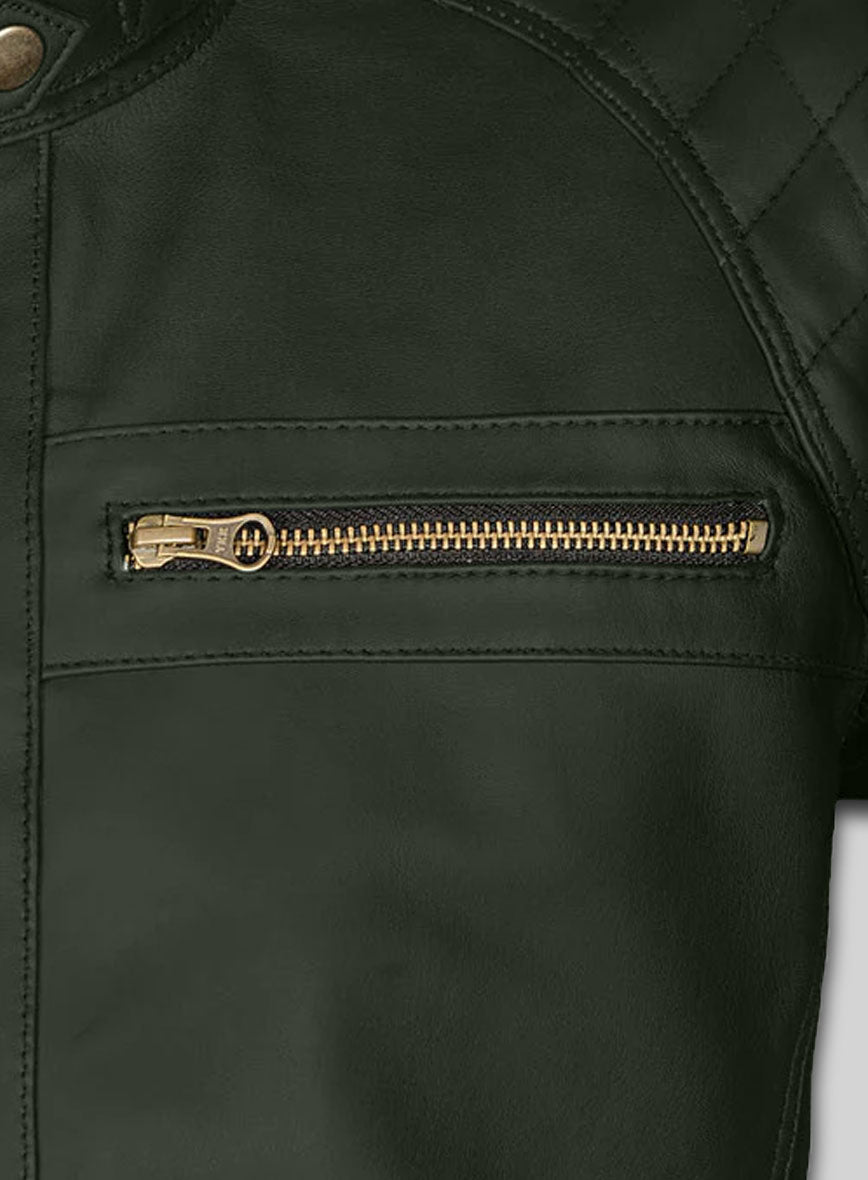 Soft Deep Olive Leather Jacket # 653