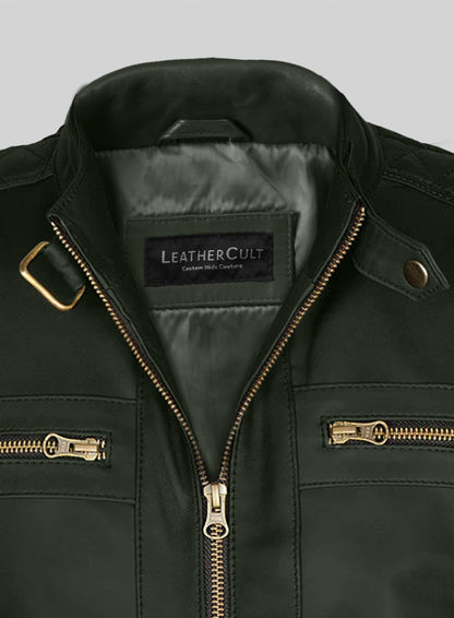 Soft Deep Olive Leather Jacket # 653