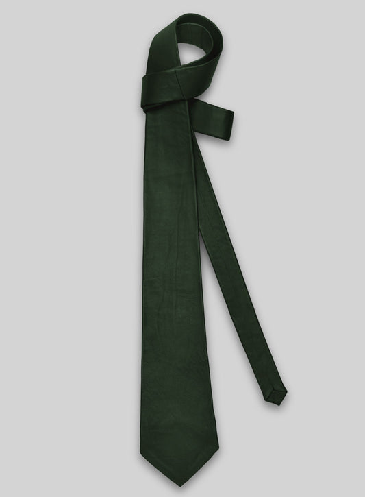 Soft Deep Olive Leather Tie