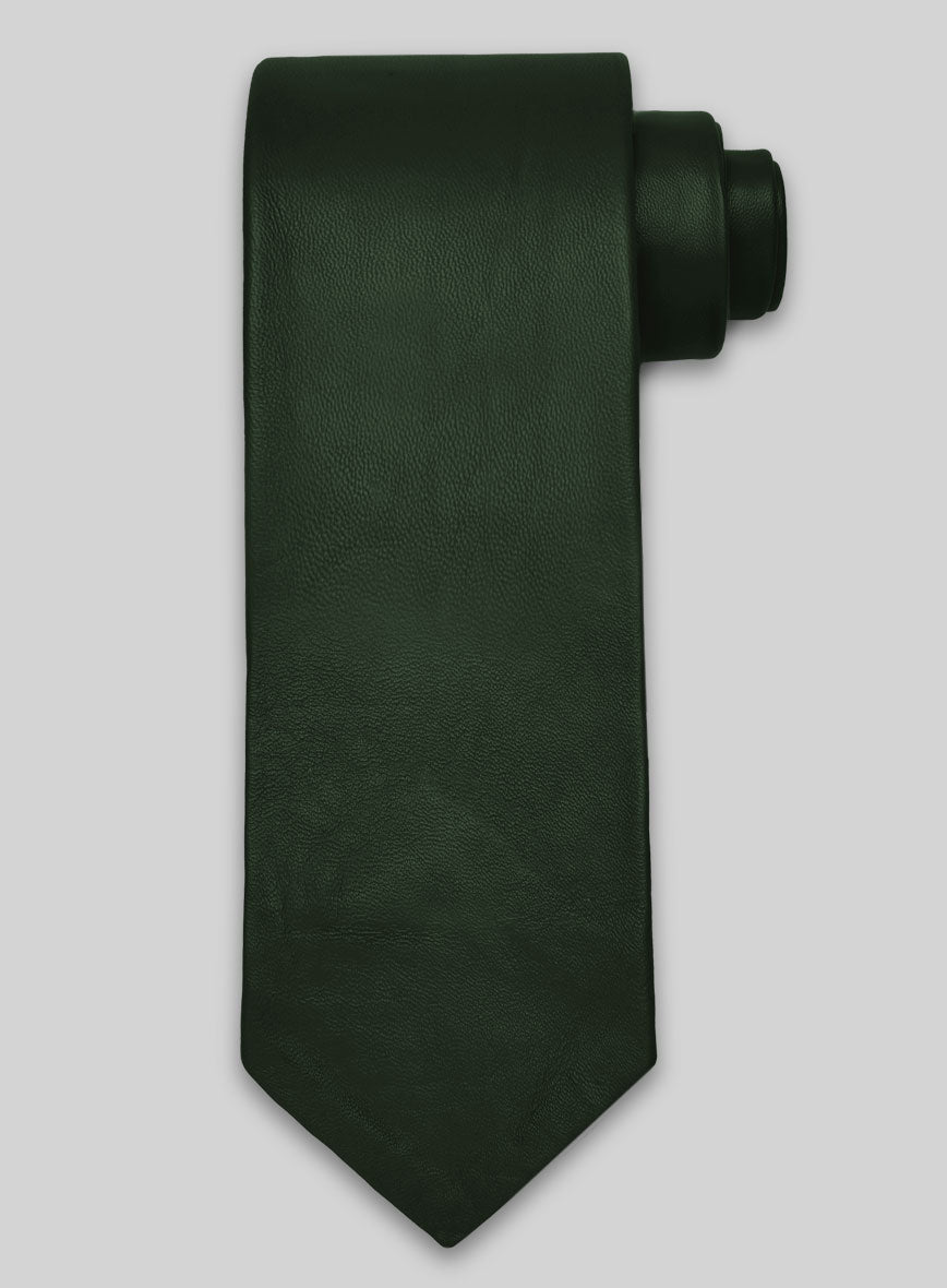 Soft Deep Olive Leather Tie