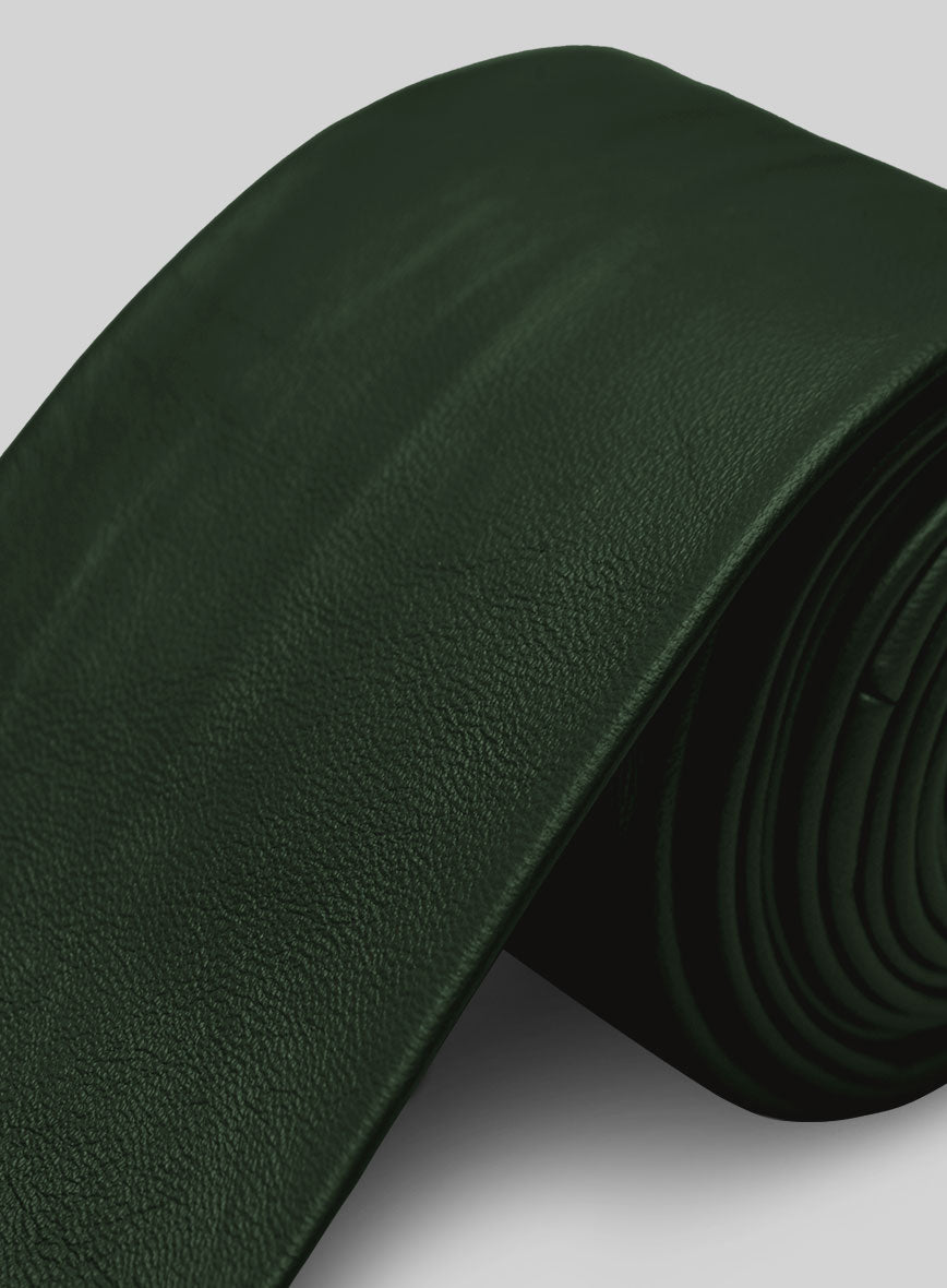 Soft Deep Olive Leather Tie