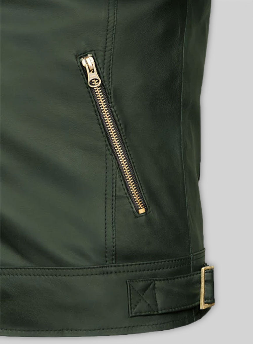 Soft Deep Olive Leather Jacket # 653