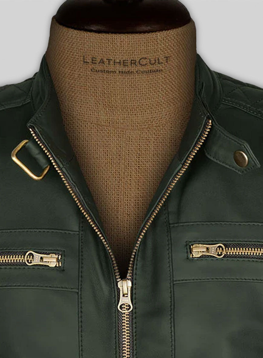 Soft Deep Olive Leather Jacket # 653