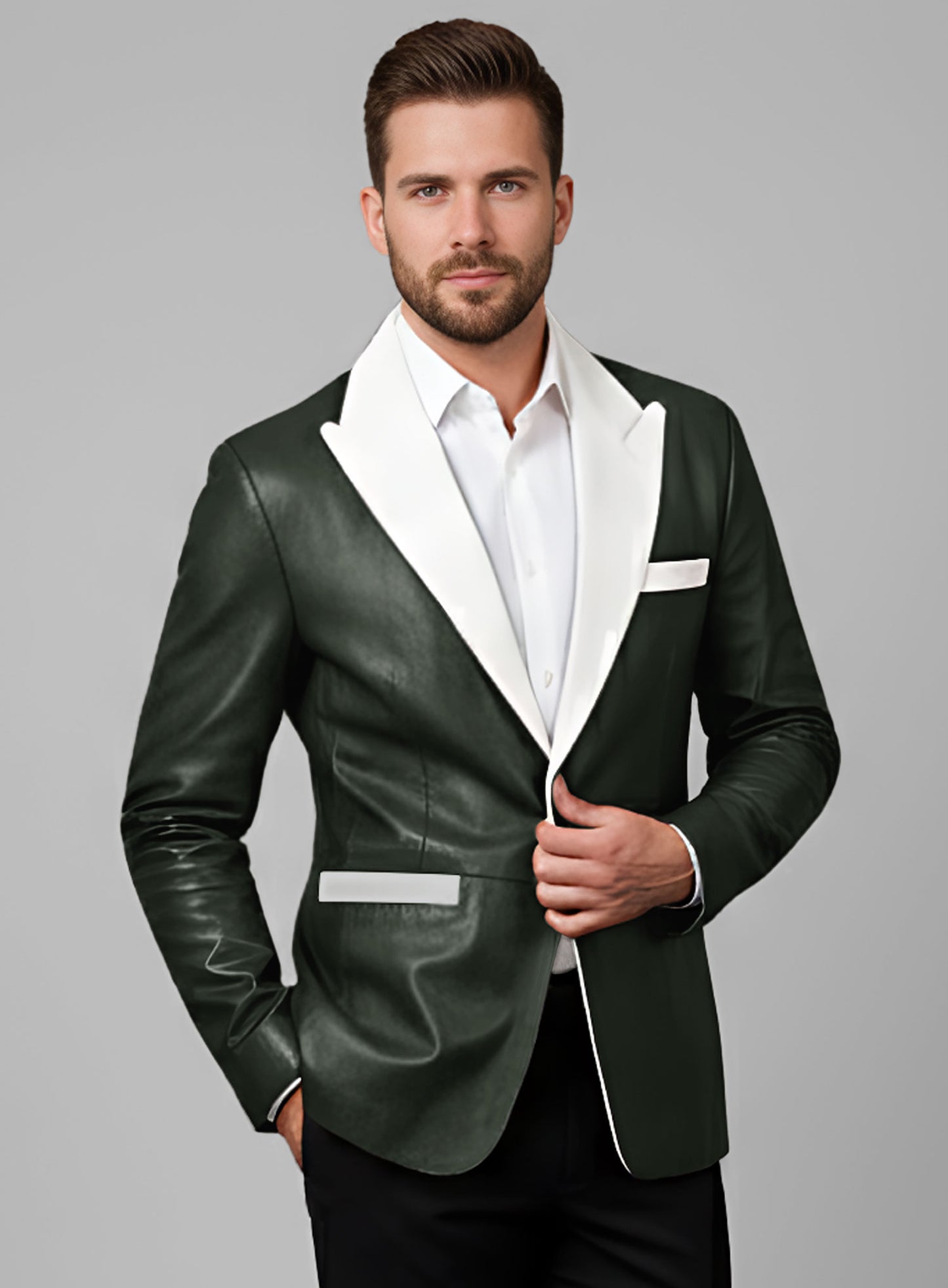 Soft Deep Olive Wax Hampton Leather Blazer