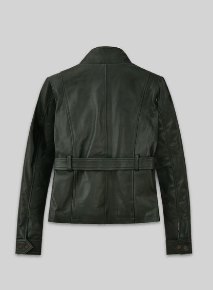 Soft Deep Olive Wax Rachel Weisz Whistleblower Leather Jacket