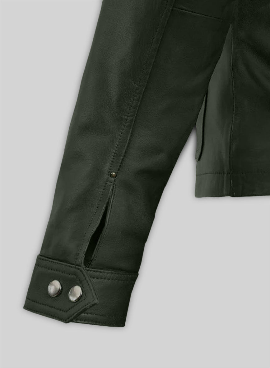 Soft Deep Olive Wax Rachel Weisz Whistleblower Leather Jacket