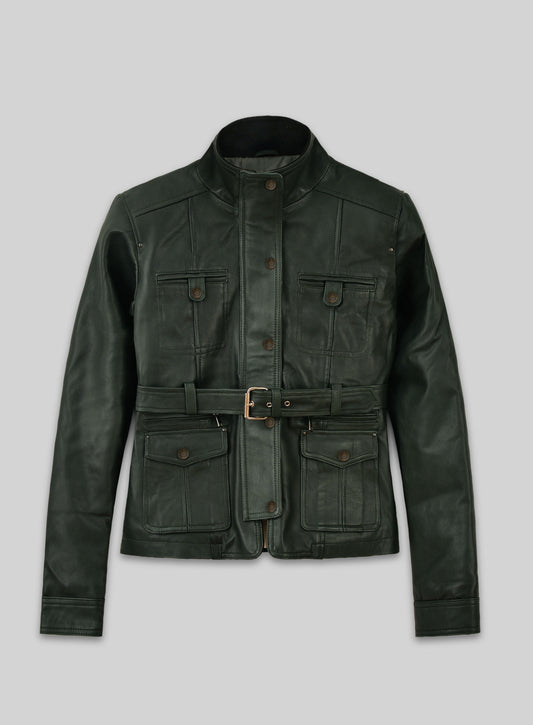 Soft Deep Olive Wax Rachel Weisz Whistleblower Leather Jacket