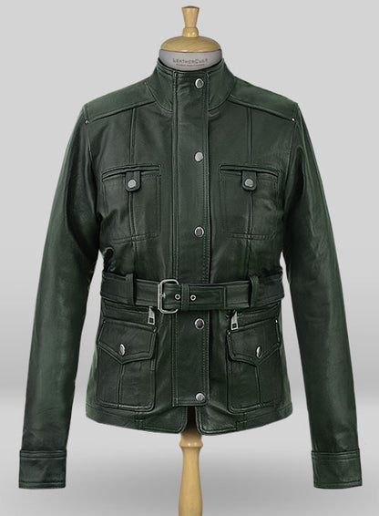 Soft Deep Olive Wax Rachel Weisz Whistleblower Leather Jacket - LeatherCult