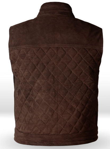 Soft Dark Brown Suede Leather Vest # 324 - LeatherCult