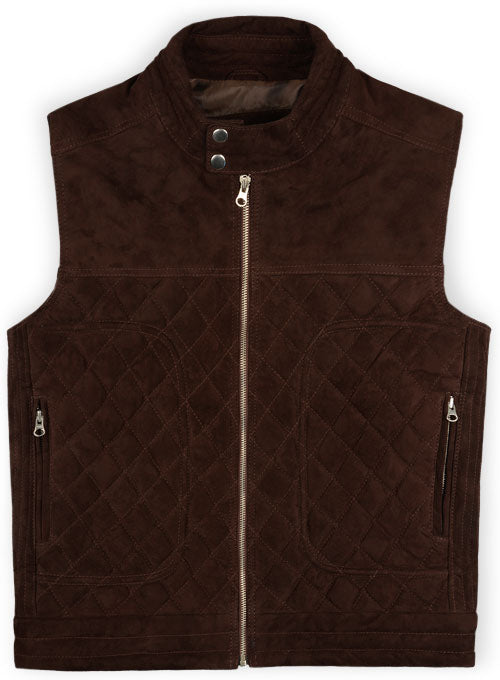 Soft Dark Brown Suede Leather Vest # 324 - LeatherCult