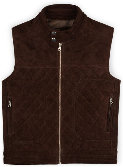 Soft Dark Brown Suede Leather Vest # 324 - LeatherCult